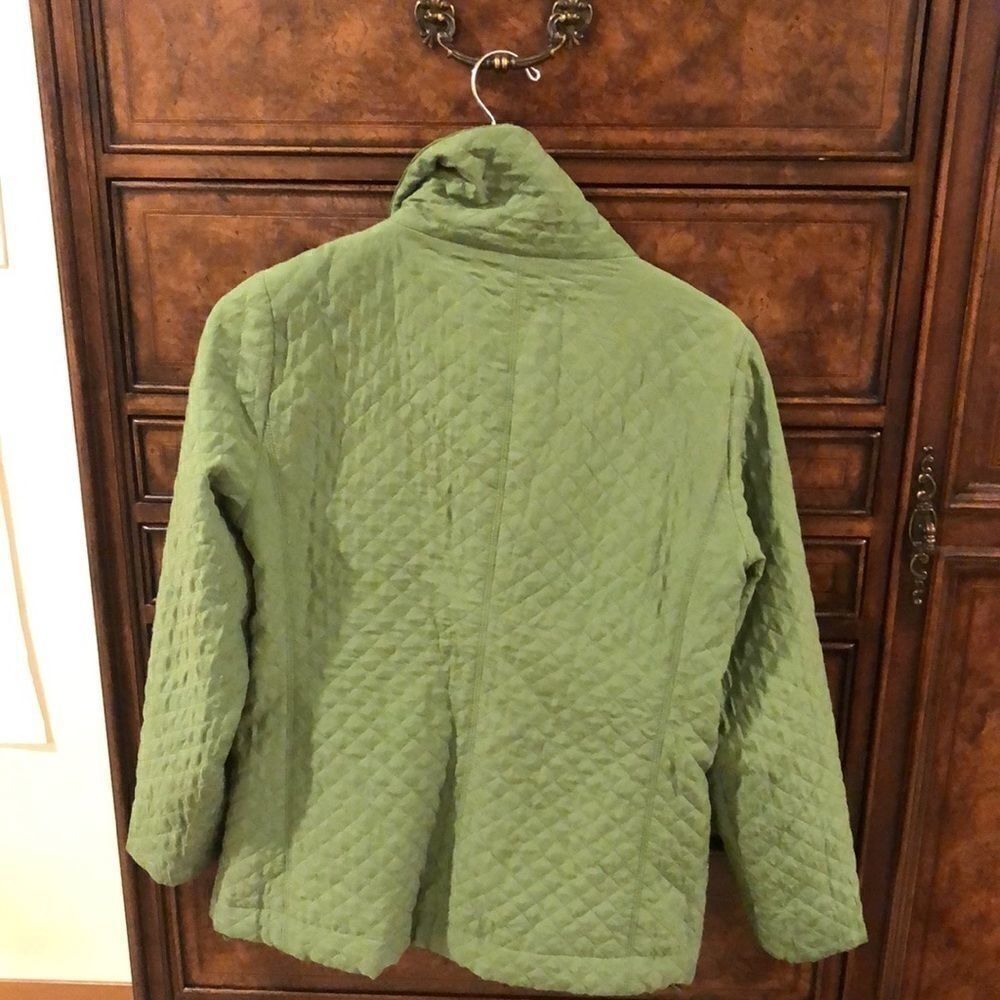 Eileen Fisher green silk zip up jacket - Picture 6 of 9